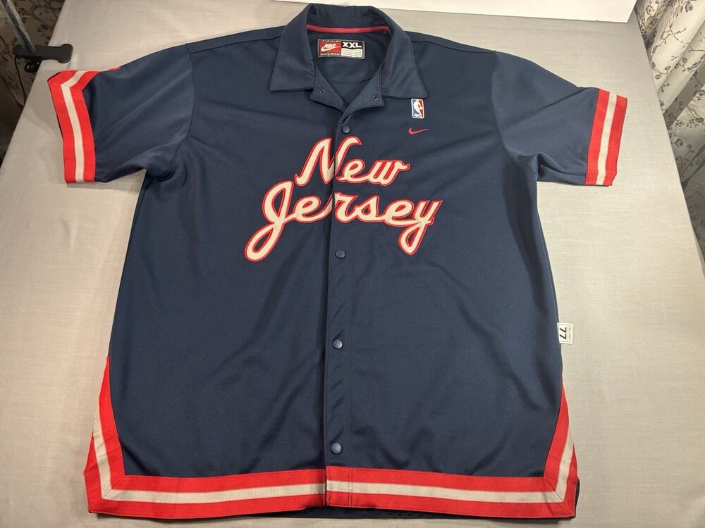 Vintage Nike New Jersey Nets Shooting Shirt Men's XXL Snap Front NBA Warm Up